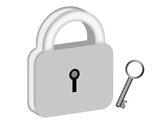 Image showing Padlock with key