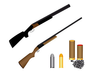 Image showing two guns for hunting ammunition and shot
