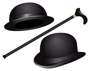 Image showing two hats and cane