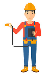 Image showing Electrician with electrical equipment.