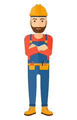 Image showing Friendly builder with arms crossed.