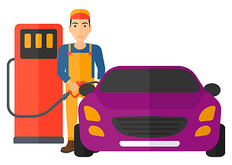 Image showing Man filling up fuel into car.