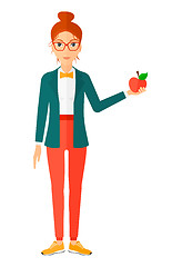 Image showing Woman holding apple.