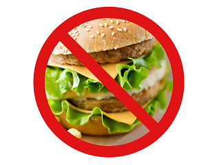 Image showing close up of hamburger behind no symbol