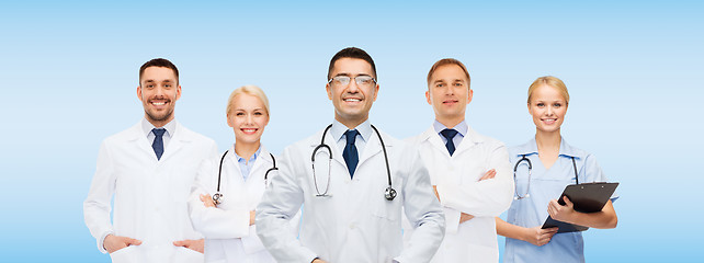 Image showing group of doctors with clipboard and stethoscopes