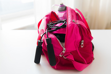Image showing close up of female sports stuff in bag