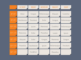 Image showing Orange timetable flat style with sample text