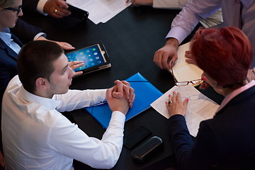 Image showing business people group on meeting at modern bright office