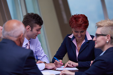 Image showing business people group sign contract