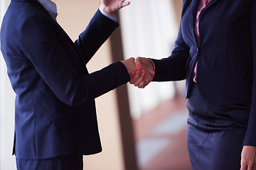 Image showing business womans make deal and handshake