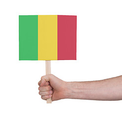 Image showing Hand holding small card - Flag of Mali