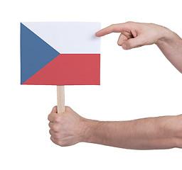 Image showing Hand holding small card - Flag of Czech Republic