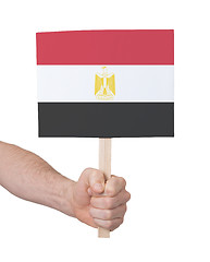 Image showing Hand holding small card - Flag of Egypt