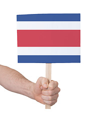 Image showing Hand holding small card - Flag of Costa Rica