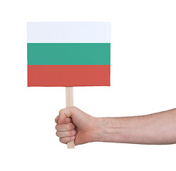 Image showing Hand holding small card - Flag of Bulgaria