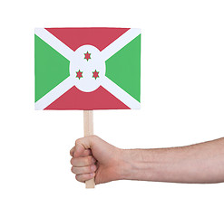 Image showing Hand holding small card - Flag of Burundi
