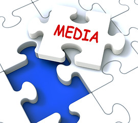 Image showing Media Jigsaw Shows News Multimedia Newspapers Radio Or Tv