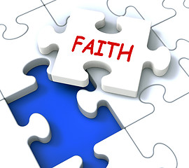 Image showing Faith Jigsaw Showing Religious Spiritual Belief Or Trust