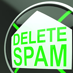 Image showing Delete Spam Shows Undesired Electronic Mail Filter