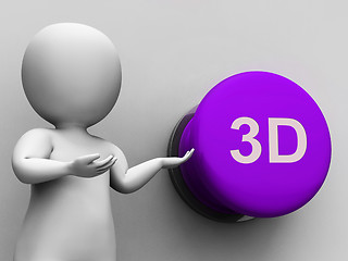 Image showing 3d Button Means Three Dimensional Object Or Image