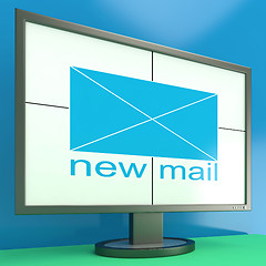 Image showing New Mail Envelope On Monitor Showing Received Mails