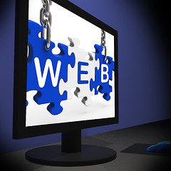 Image showing Web On Monitor Shows Online Searching