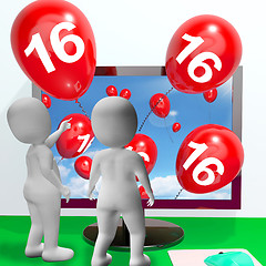 Image showing Number 16 Balloons from Monitor Show Online Invitation or Celebr