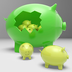 Image showing Piggybanks Inside Piggybank Shows Financial Break