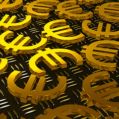 Image showing Euro Symbols On Floor Shows European Prosperity