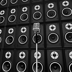 Image showing Microphone And Loud Speakers Shows Music Industry Performing Or 