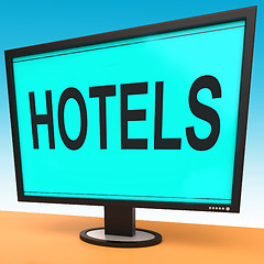 Image showing Hotel Monitor Shows Motel Hotels And Room