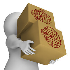 Image showing Important Stamp On Boxes Shows Critical Delivery