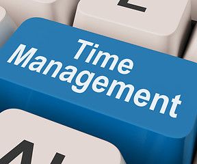 Image showing Time Management Key Shows Organizing Schedule Online