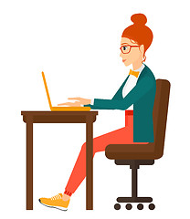 Image showing Woman working at laptop.