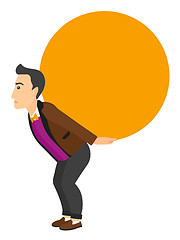 Image showing Man carrying big ball.