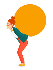 Image showing Woman carrying big ball.