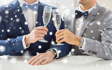 Image showing close up of male gay couple with champagne glasses