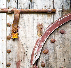 Image showing brown  morocco in africa the old wood  facade home and rusty saf