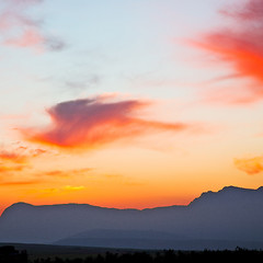 Image showing mountain in morocco africa lans and red sunrise