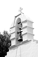 Image showing  mykonos old   architecture    white background  cross  in santo