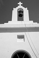 Image showing in cyclades      europe greece a cross the cloudy sky and bell