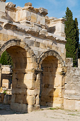 Image showing old construction column    and the roman temple history pamukkal