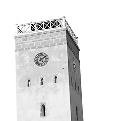 Image showing old brick tower in morocco africa village and the sky