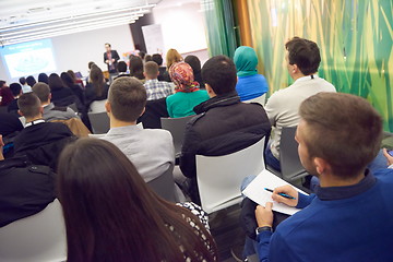 Image showing taking notes on business conference