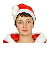 Image showing Santa girl with board