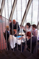 Image showing business people group on meeting at modern bright office