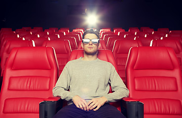 Image showing young man watching movie in 3d theater