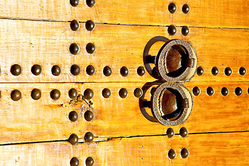 Image showing rusty  brown    morocco in africa the old wood  facade 