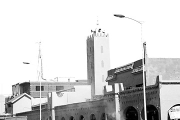 Image showing old brick tower in morocco africa village and the sky