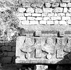 Image showing old construction column    and the roman temple history pamukkal